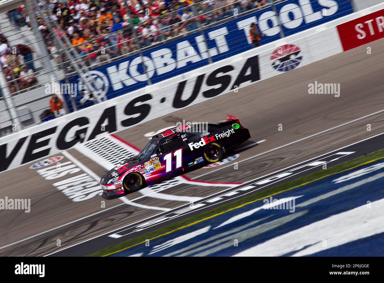 LAS VEGAS, NV MAR 11, 2012 Denny Hamlin (11) takes to the track for the Kobalt Tools 400 race