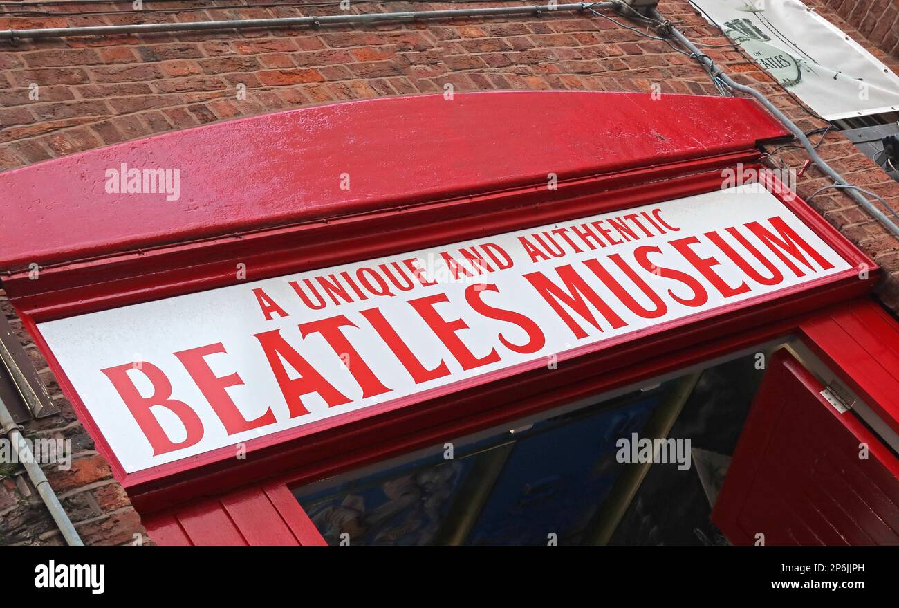 A Unique and authentic Beatles Museum, memorabilia at the Liverpool Beatles Museum, Mathew Street, Liverpool, England, UK, L2 6RE Stock Photo