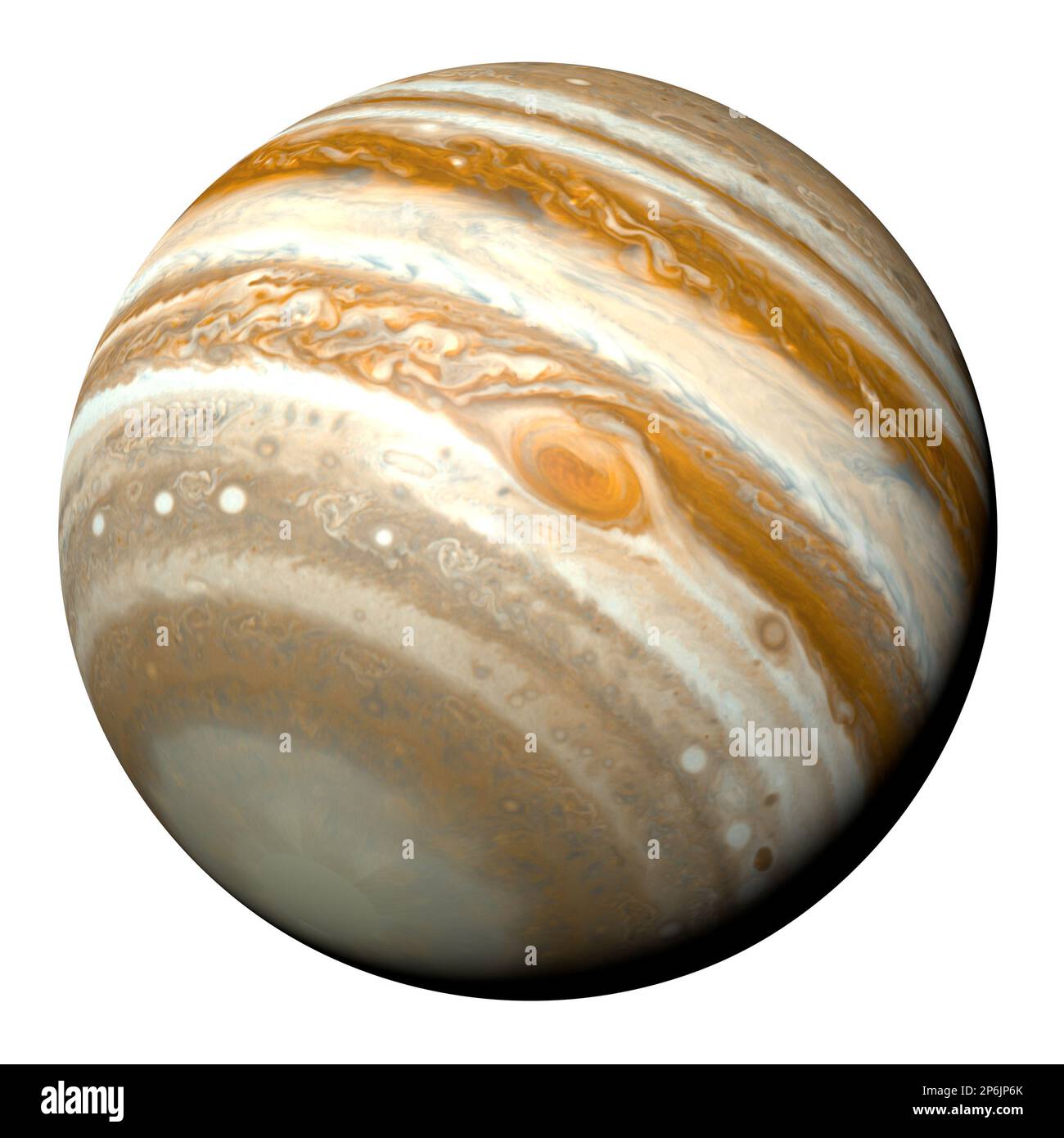 Jupiter, the largest planet in the Solar System, isolated on white background Stock Photo