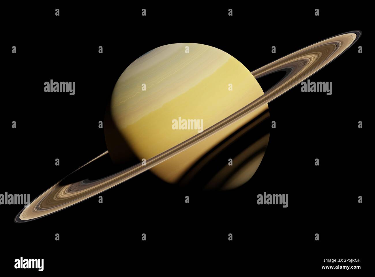 Saturn, the ring planet, isolated on black background Stock Photo