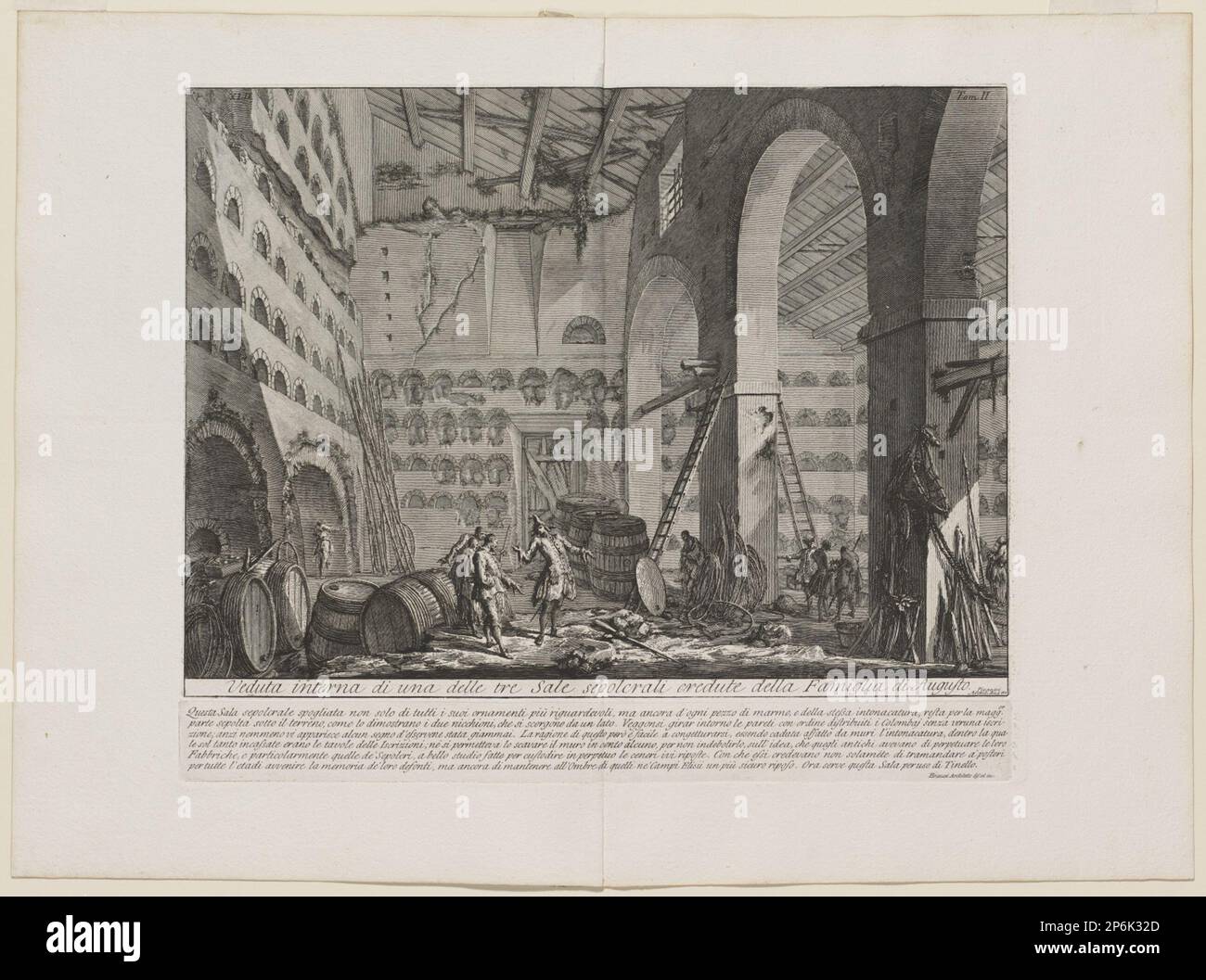 Giovanni Battista Piranesi, Interior View of Three Tomb Chambers Thought to Belong to the Family of Augustus, 1756-1757, etching. Stock Photo