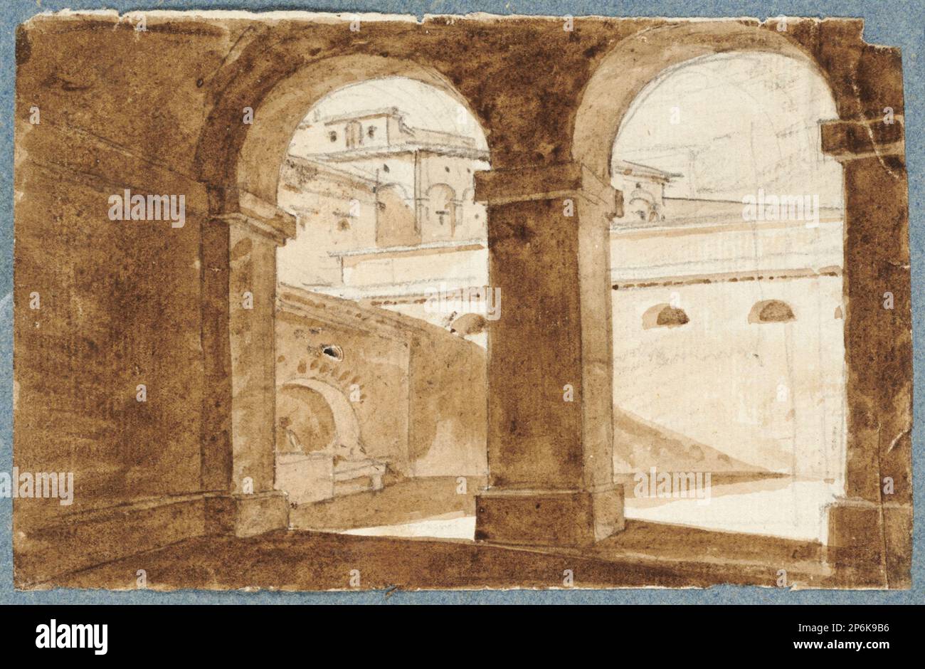 possibly JeanGermain Drouais, Courtyard viewed from a colonnade (Cour