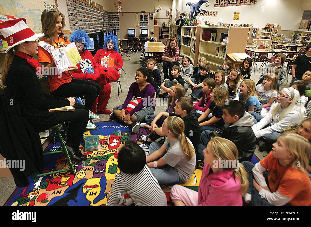 Nicole Renard, Miss Outstanding Teen, reads a Dr. Seuss book Friday