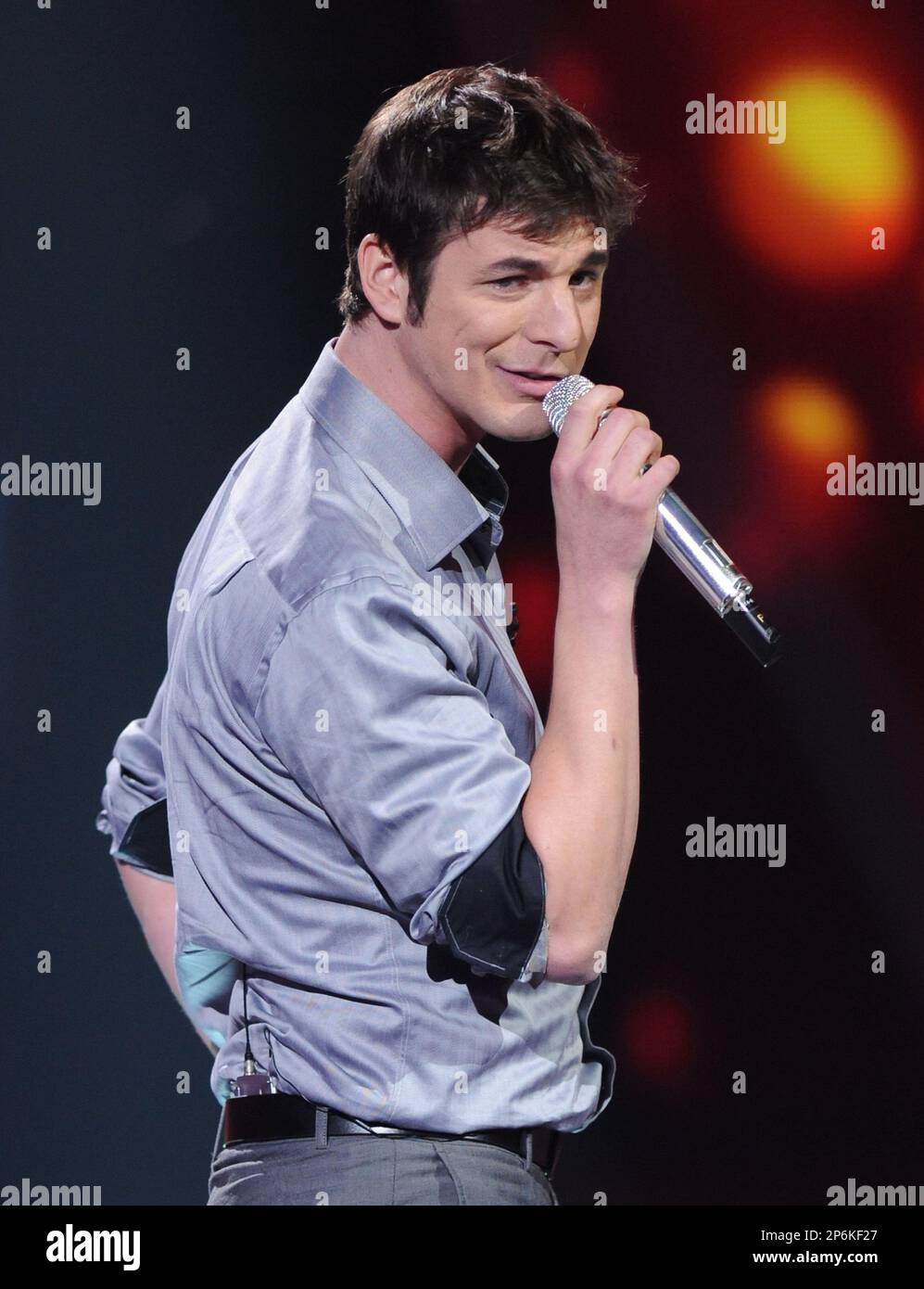 HOLLYWOOD, CA FEBRUARY 28 Top 12 contestant Reed Grimm performs on