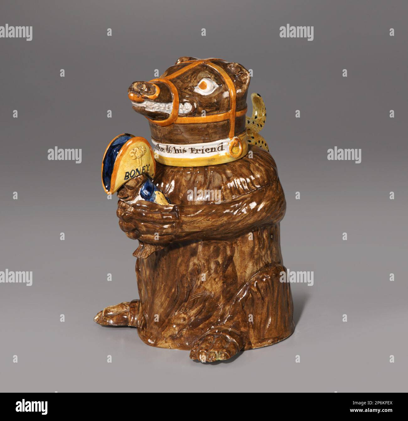 Jug in the form of a bear holding a caricature of Napoleon Bonaparte, c ...
