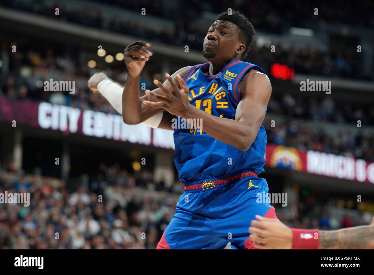 Denver Nuggets center Thomas Bryant (13) in the second half of an NBA  basketball game Friday, March 3, 2023, in Denver. (AP Photo/David  Zalubowski Stock Photo - Alamy