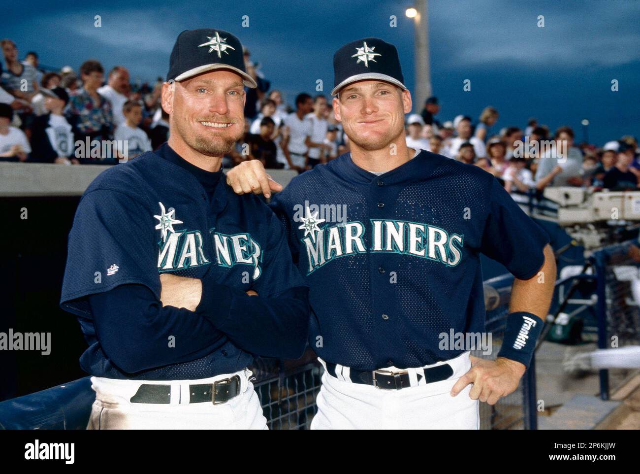 Jay Buhner of the Seattle Mariners during a spring training game at Peoria  Sports Complex in Peoria, Arizona during the 1997 season.(Larry Goren/Four  Seam Images via AP Images Stock Photo - Alamy