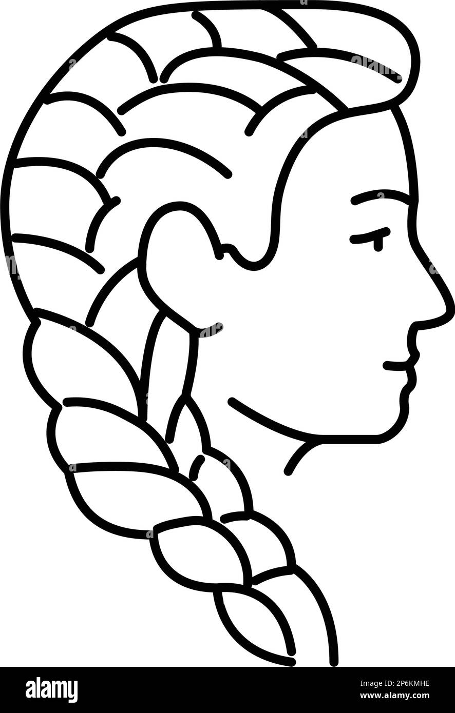 Girl Drawing with braid hairstyle