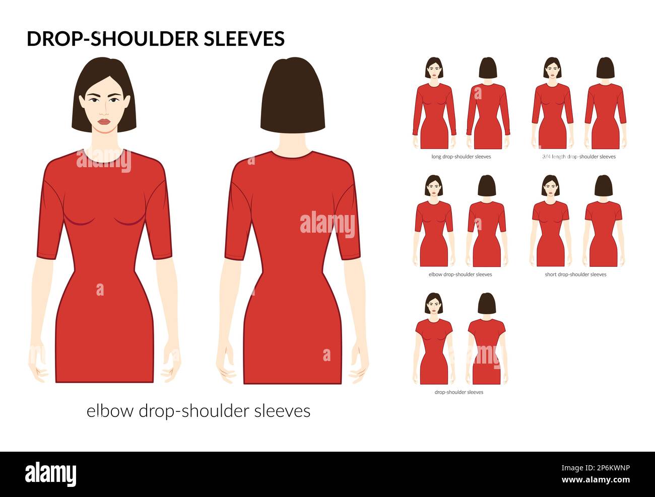 Set of Drop-shoulder sleeves clothes - long, short, 3-4, elbow length ...