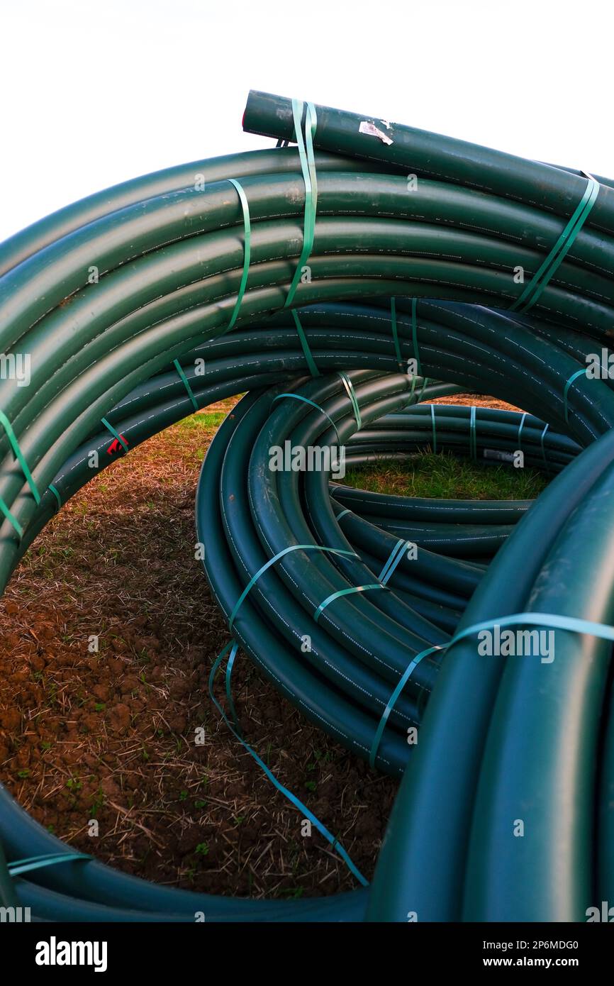 water pipes set.Plumbing plastic flexible pipes in rolls.Bringing water