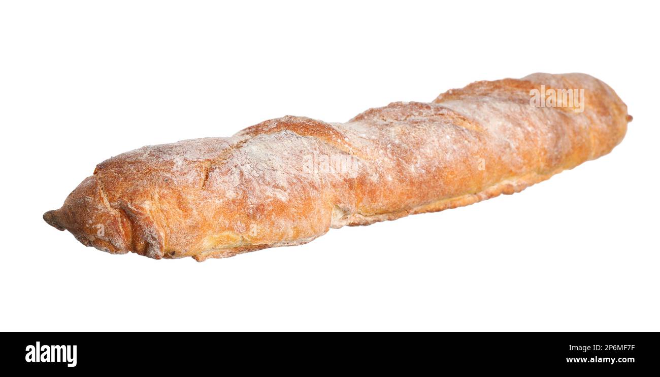 Crispy French baguette isolated on white. Fresh bread Stock Photo - Alamy
