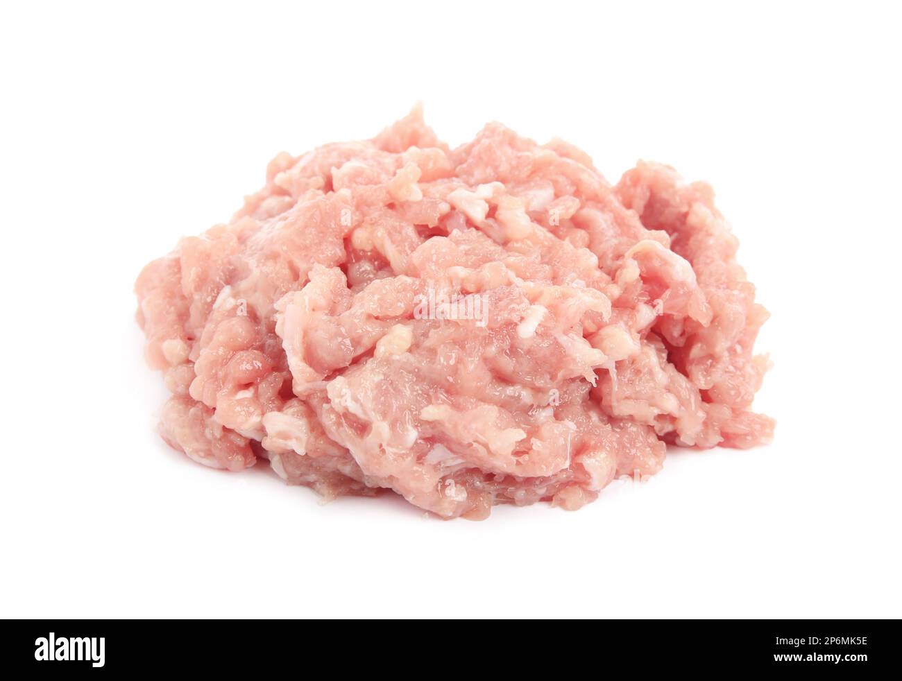 Pile of raw chicken minced meat on white background Stock Photo Alamy