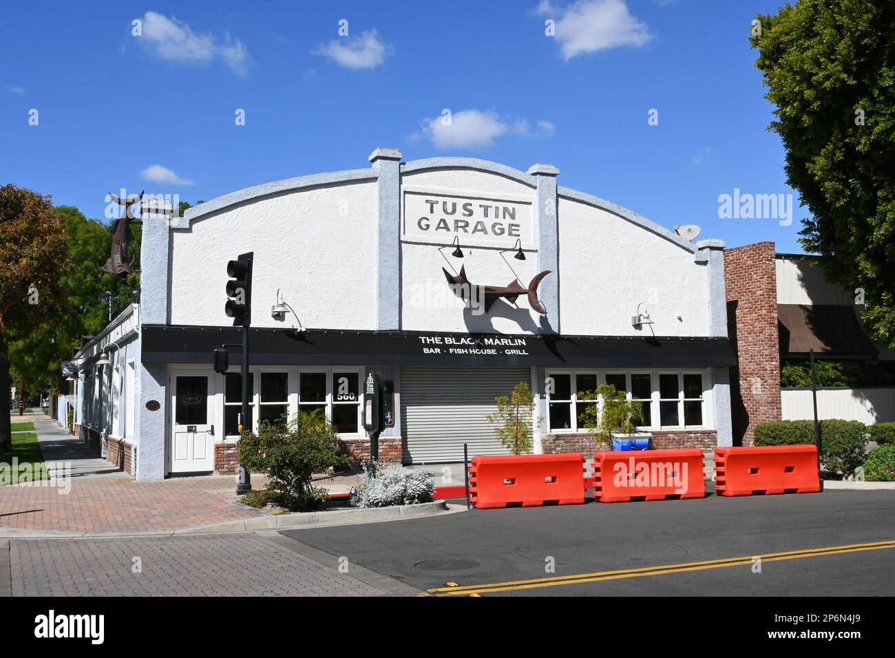 TUSTIN, CALIFORNIA - 7 MAR 2023: The Balck Marlin is a restaurant specializing in seafood and steaks in Old Town Tustin. Stock Photo