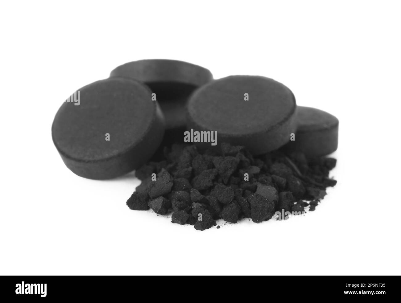 Activated charcoal on white background. Potent sorbent Stock Photo Alamy