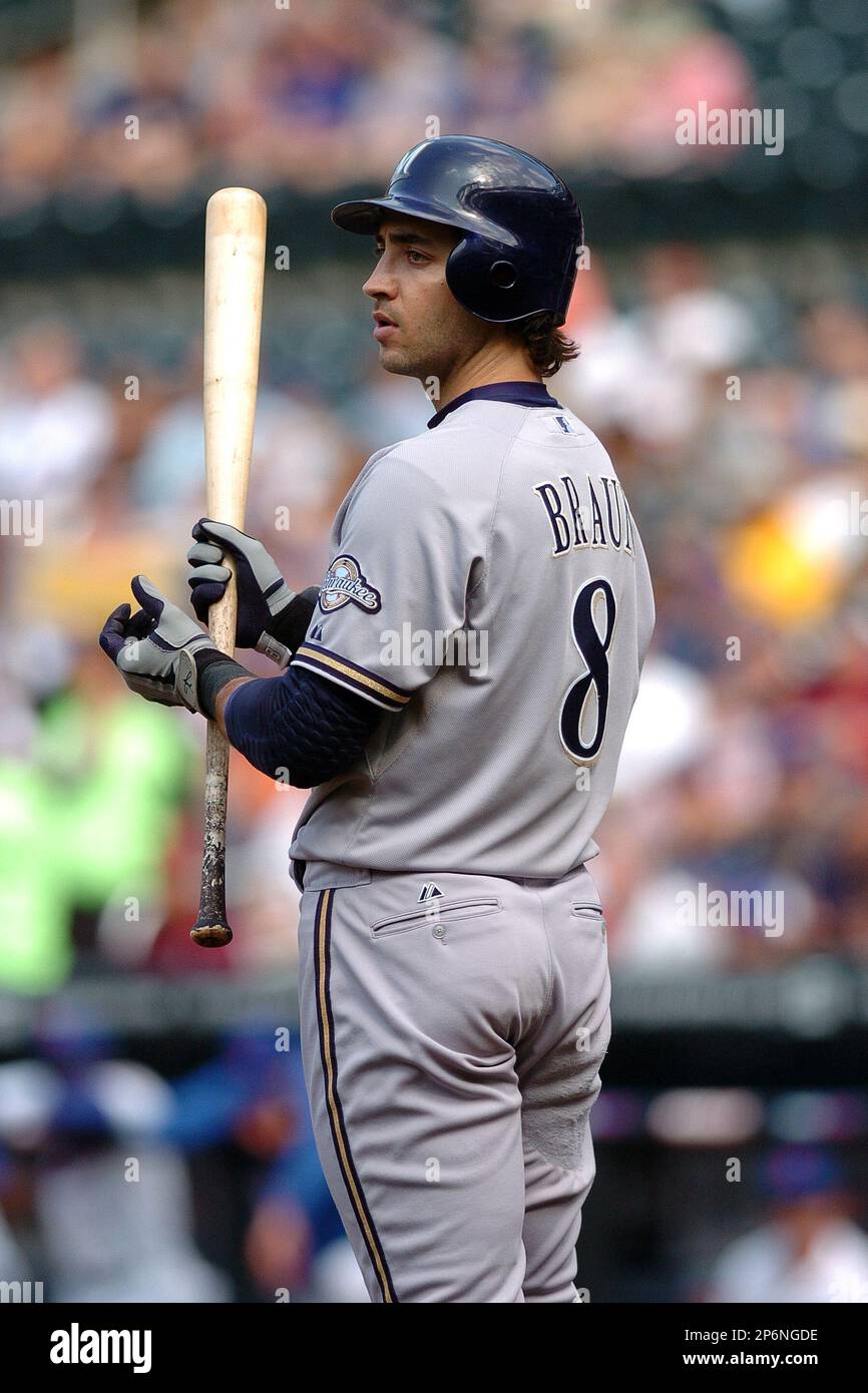 Milwaukee Brewers infielder Ryan Braun warms up before facing the Colorado  Rockies in a Major League baseball game on Friday, June 6, 2008, in  downtown Denver. (AP Photo/David Zalubowski Stock Photo - Alamy