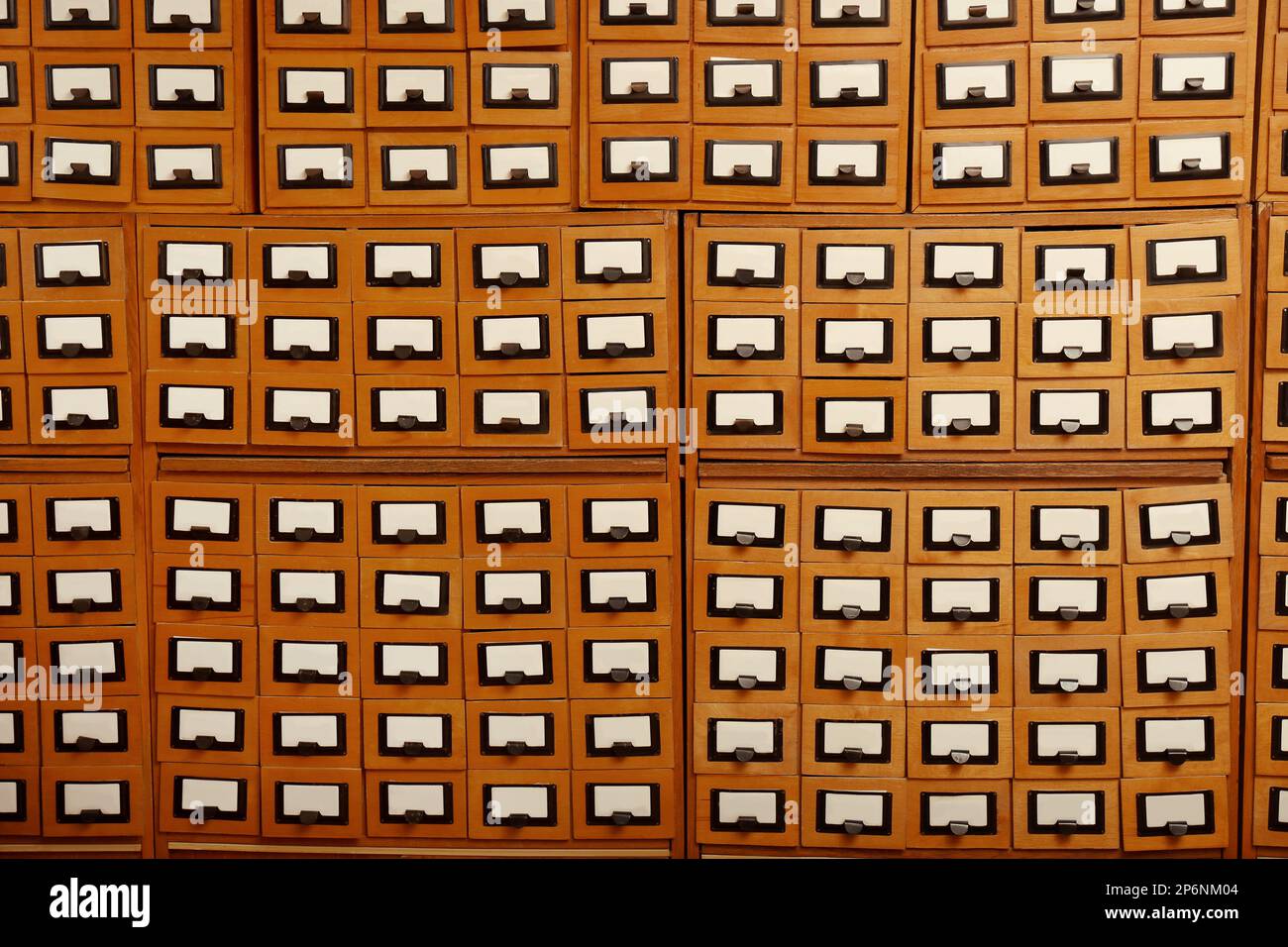 Many library card catalog drawers as background Stock Photo Alamy