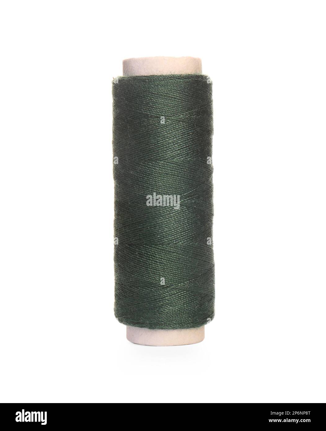 Spool of dark green sewing thread isolated on white Stock Photo Alamy