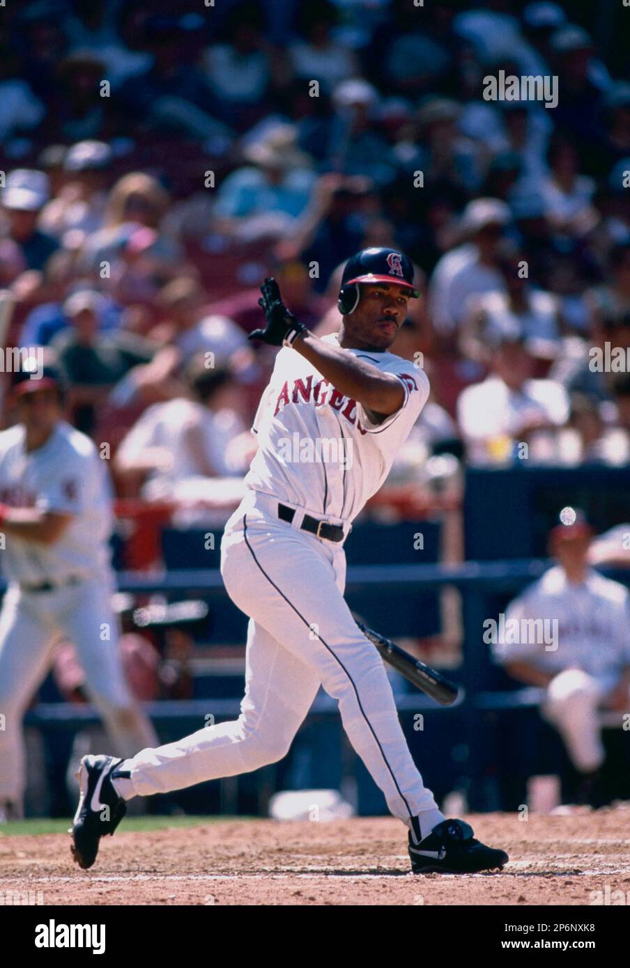 Brady Anderson of the Baltimore Orioles at Anaheim Stadium in  Anaheim,California during the 1996 season. (Larry Goren/Four Seam Images  via AP Images Stock Photo - Alamy