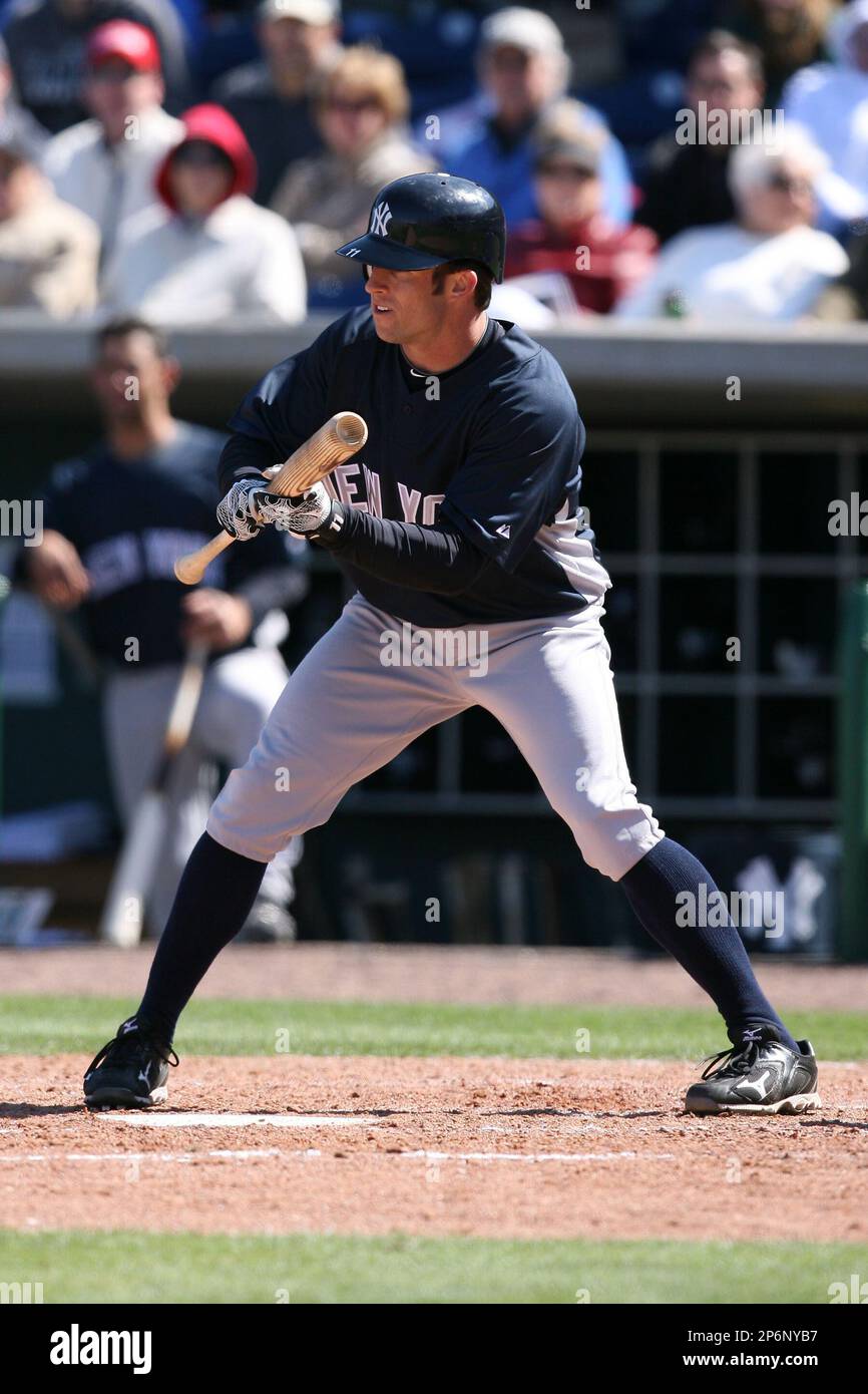 March 4, 2010: Outfielder Brett Gardner of the New York Yankees during a  Spring Training game at Bright House Field in Clearwater, FL. (Mike  Janes/Four Seam Images via AP Images Stock Photo 