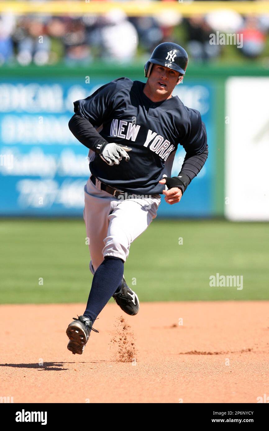 March 4, 2010: Outfielder Brett Gardner of the New York Yankees during a  Spring Training game at Bright House Field in Clearwater, FL. (Mike  Janes/Four Seam Images via AP Images Stock Photo 