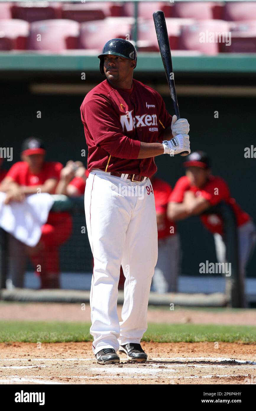 Nexen Heroes Cory Aldridge #94 during a game vs Team Canada at Al Lang  Field in, image size:866x1390