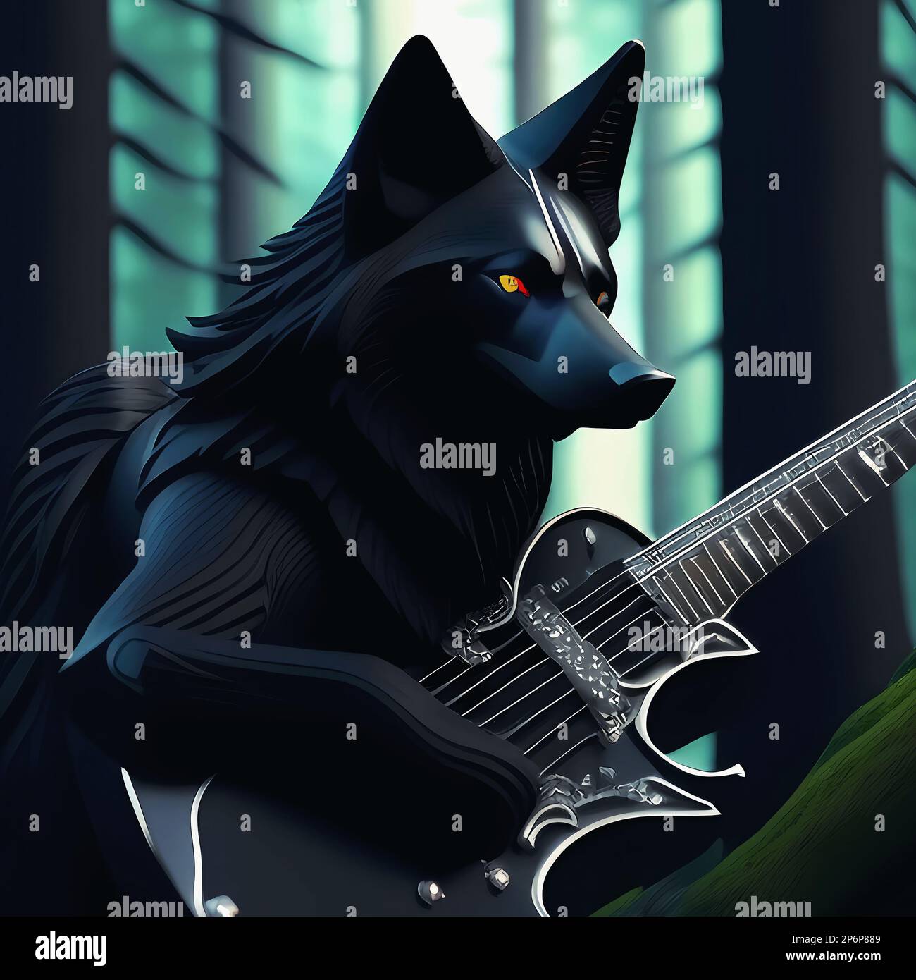 Black Wolf plays the guitar Stock Photo Alamy