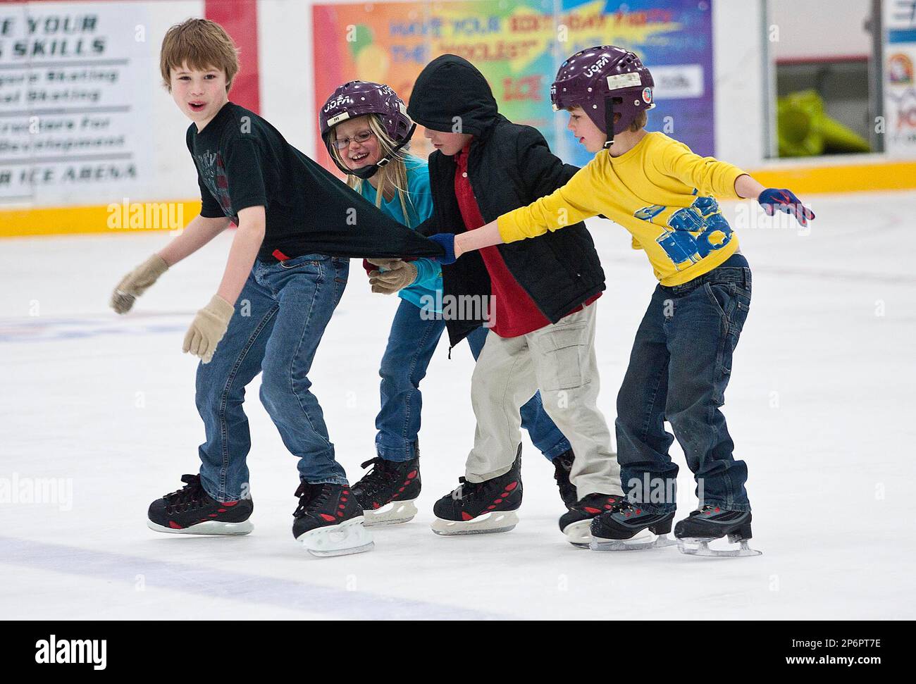 Alex Knighten pull Kaylee Christy, from left to right, Zamien Huffer ...