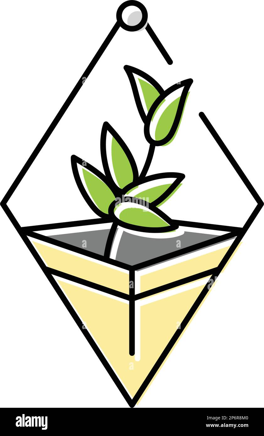 hanging planter bedroom interior color icon vector illustration Stock ...