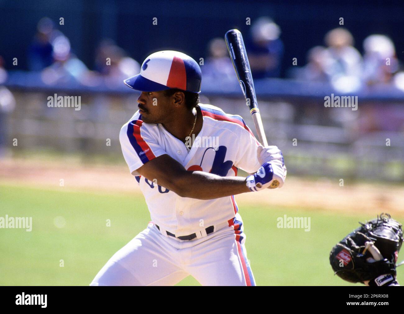 Montreal Expos Tim Raines in a game at West Palm Beach Municipal Stadium on  March 18 1984.(AP Photo By Tom DiPace Stock Photo - Alamy