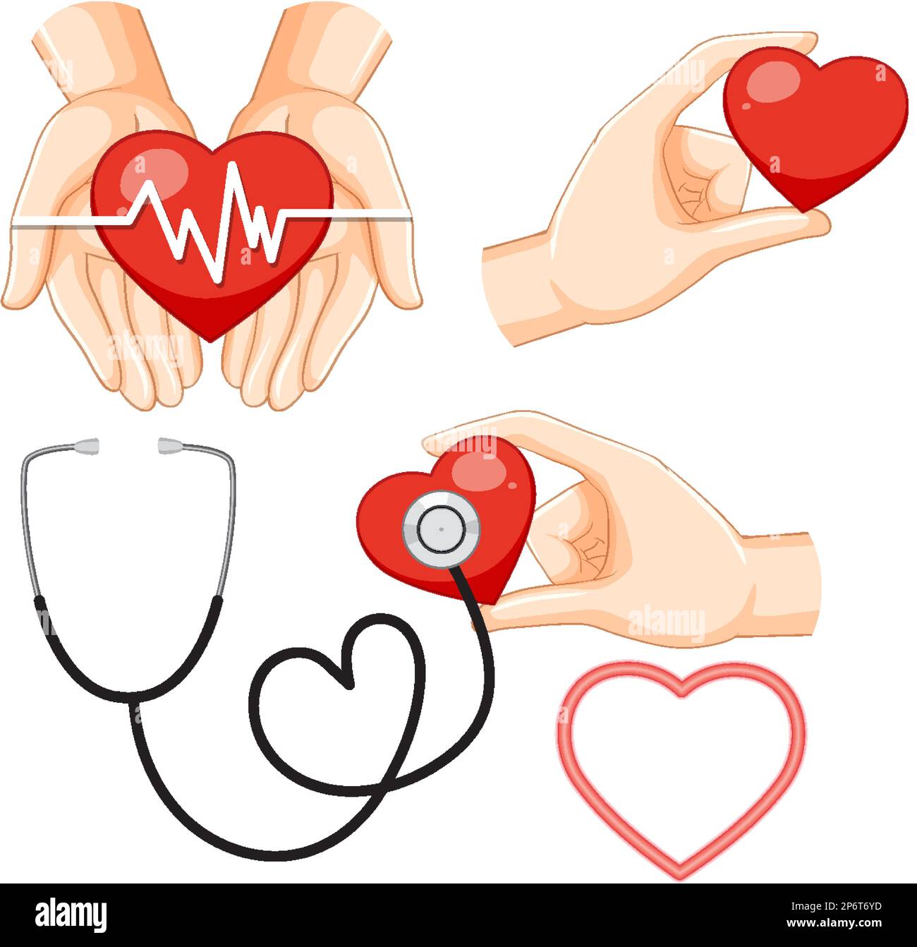 Set of heart disease medical health icon illustration Stock Vector ...
