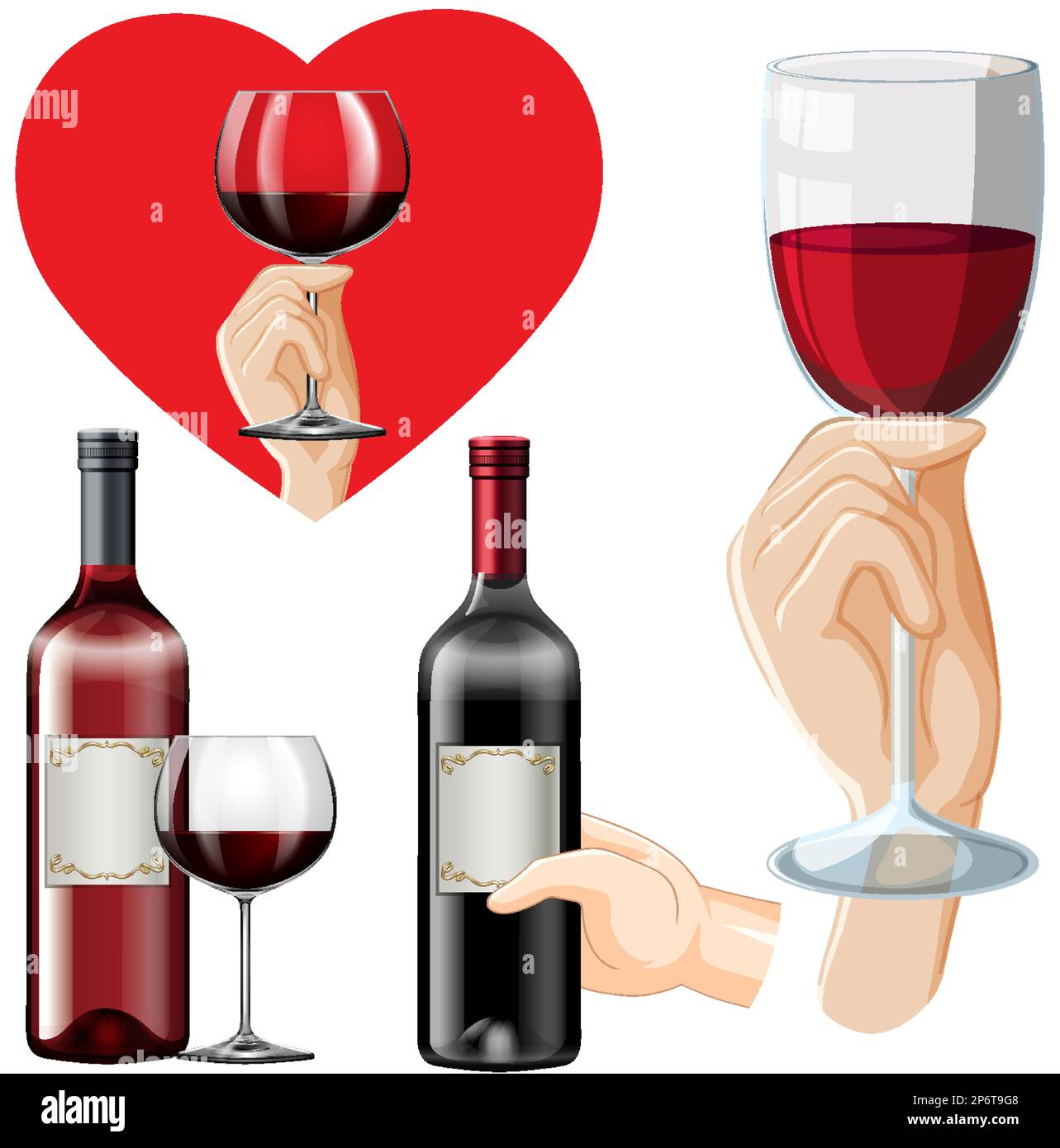 Mix set of red wine illustration Stock Vector Image & Art - Alamy