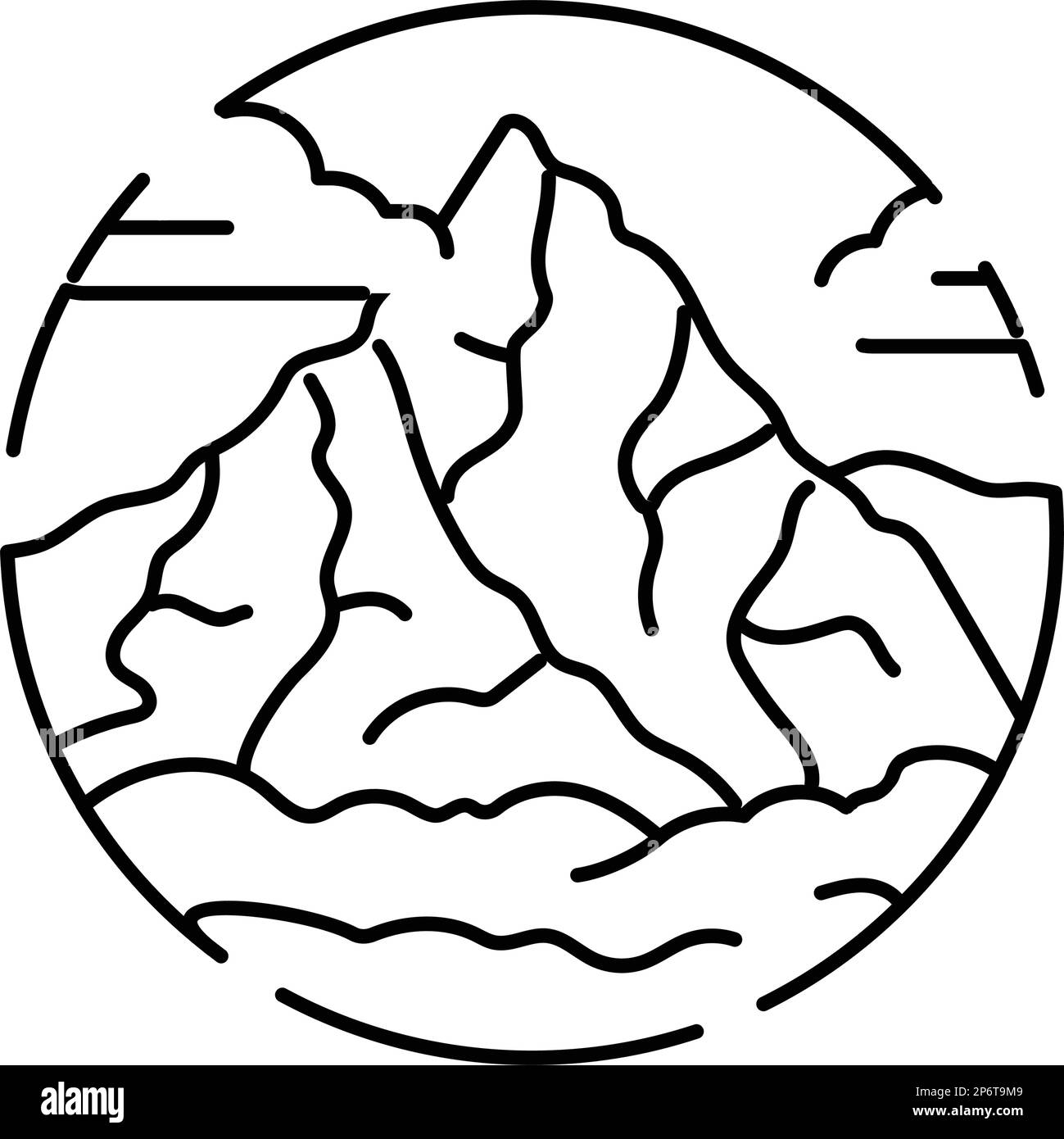 hiking mountain landscape line icon vector illustration Stock Vector ...