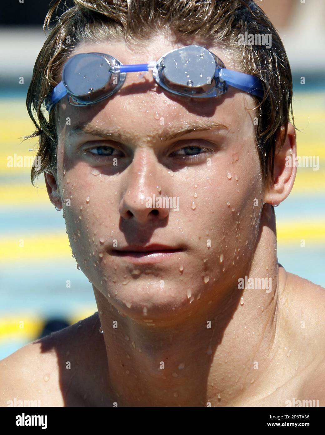 Russian National Swim Team member and Olympic hopeful Vladimir Morozov, training on May 30, 2011, in Los Angeles, California. (AP Photo/Wayne Jones) Stock Photo