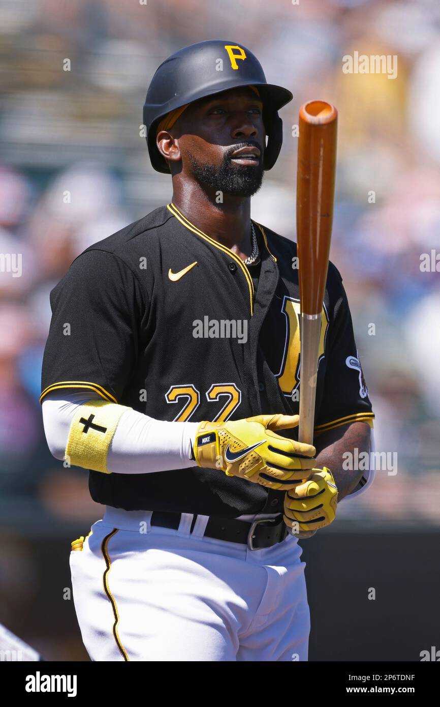 BRADENTON, FL - MARCH 07: Pittsburgh Pirates designated hitter Andrew  McCutchen (22) steps to the plate to bat during an MLB Spring Training game  against the Toronto Blue Jays on March 07