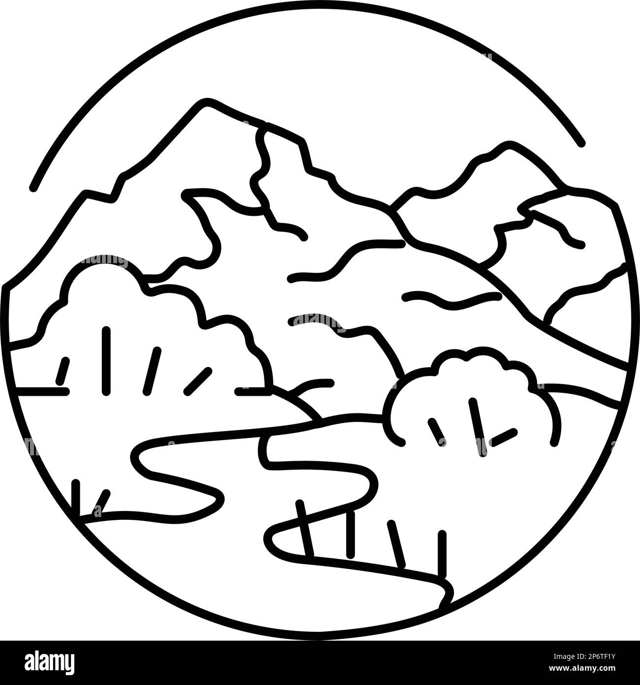 camp mountain landscape line icon vector illustration Stock Vector ...