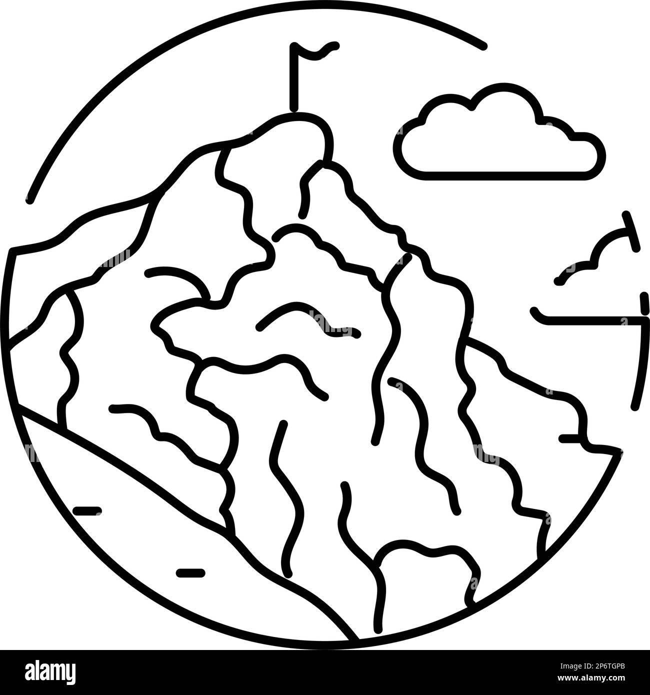 high mountain landscape line icon vector illustration Stock Vector ...