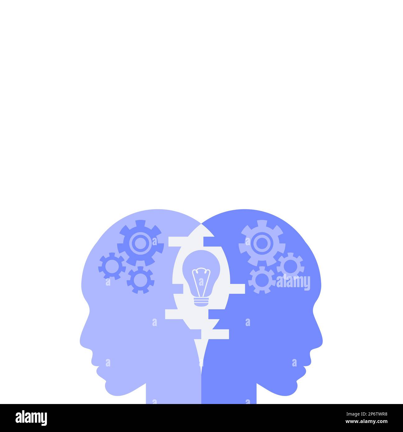 Single vector main object without background. Head with mechanic brain ...