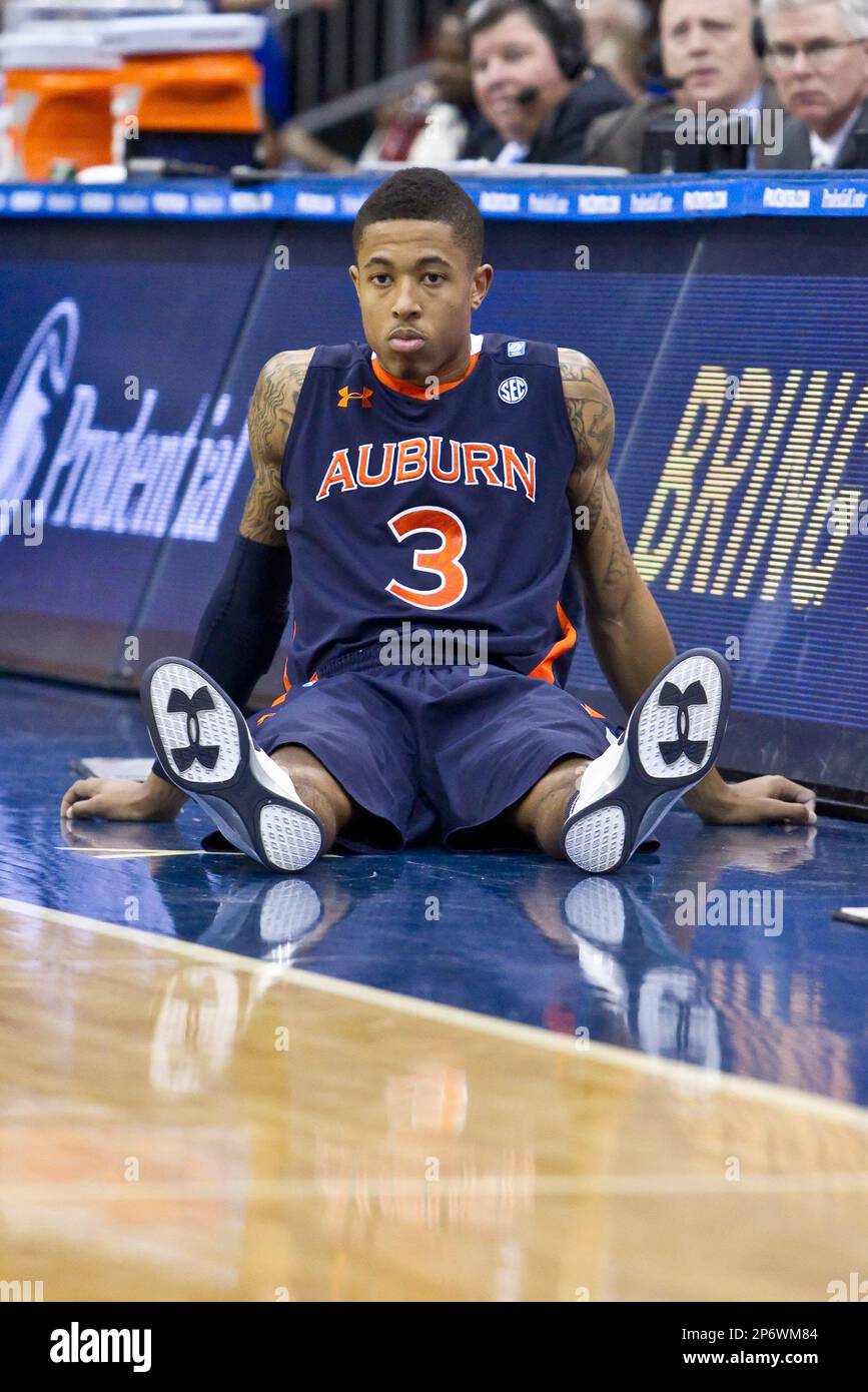 December 2, 2011: Auburn Tigers guard Chris Denson (3) looks on from the  sidelines during the NCAA basketball game between the Auburn Tigers and the  Seton Hall Pirates at the Prudential Center
