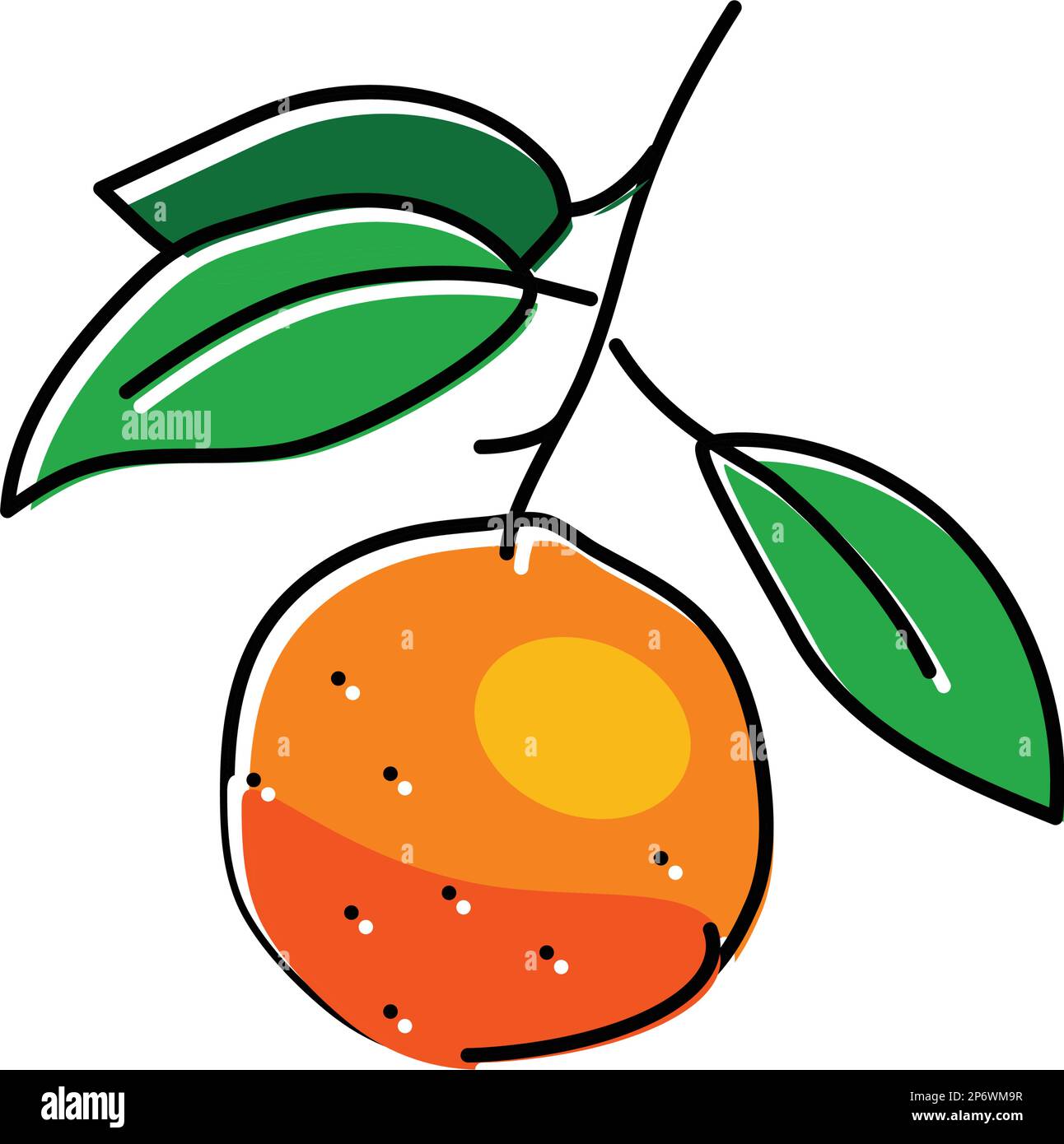 branch mandarin leaf color icon vector illustration Stock Vector Image ...