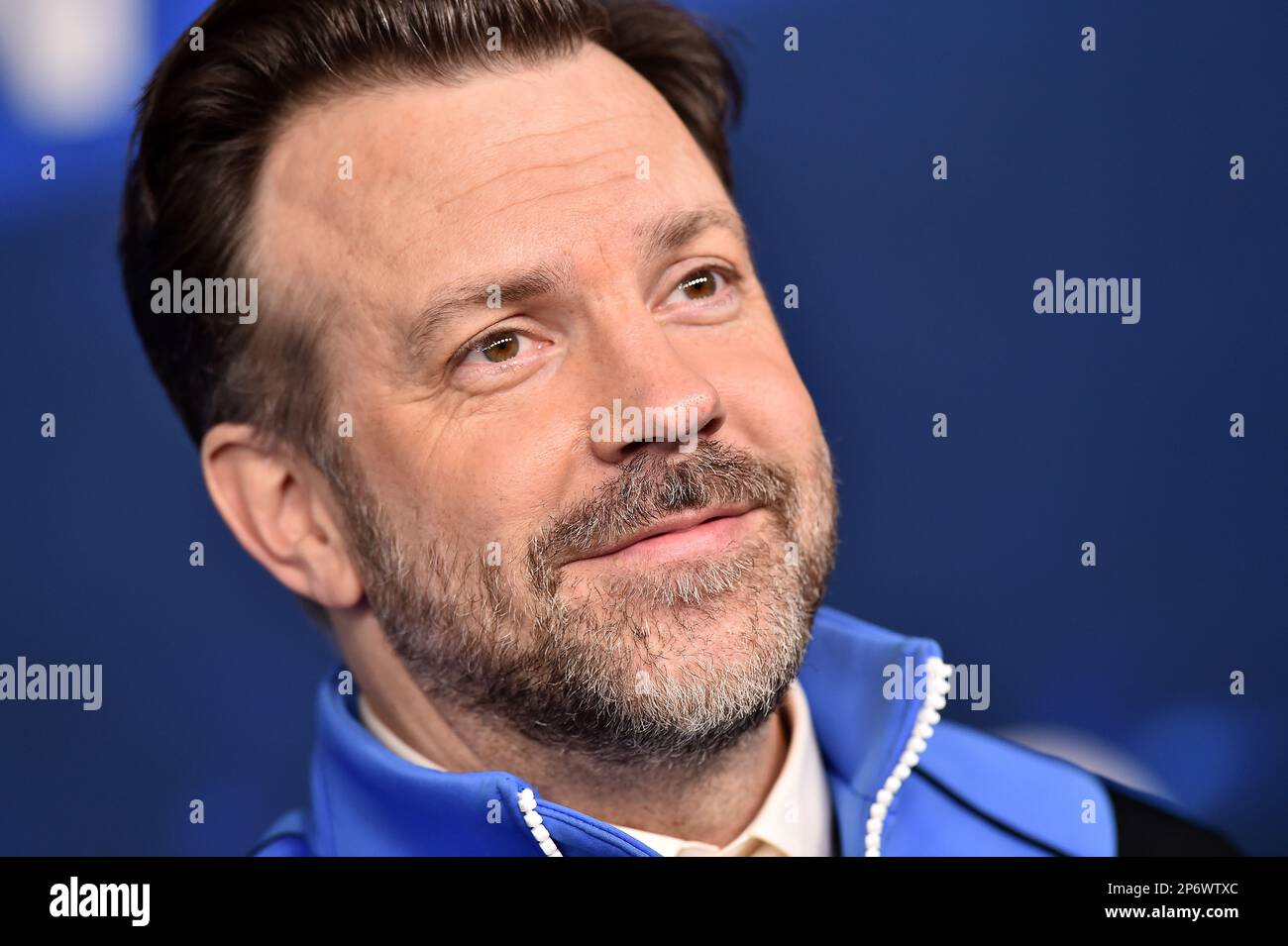 Westwood, CA. March 7, 2023, Jason Sudeikis arriving at the Apple Original Series “Ted Lasso” season 3 red carpet premiere held at the Regency Village Theater on March 7, 2023 in Westwood, CA. © Lisa OConnor/AFF-USA.com Stock Photo