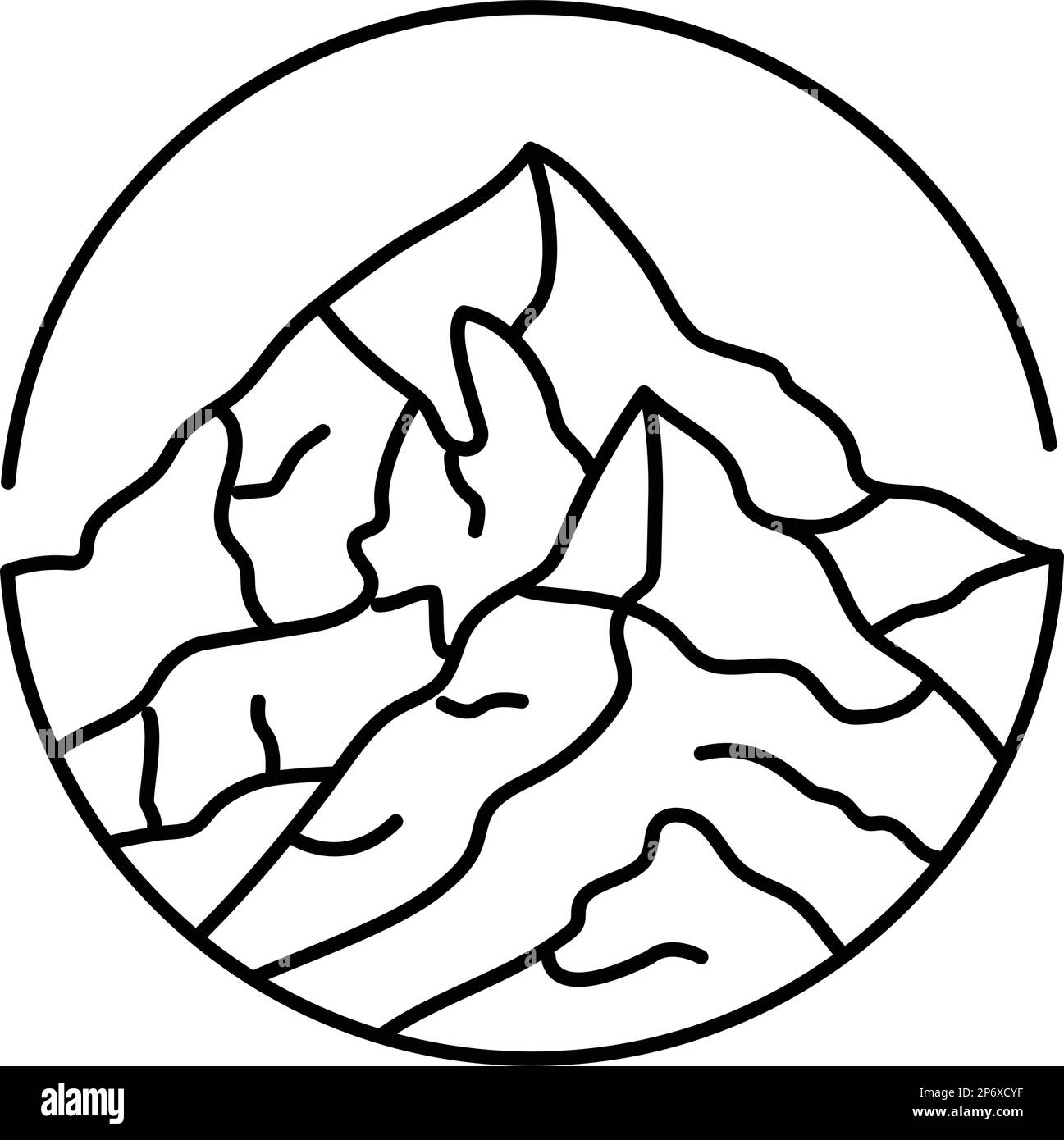 adventure mountain landscape line icon vector illustration Stock Vector ...