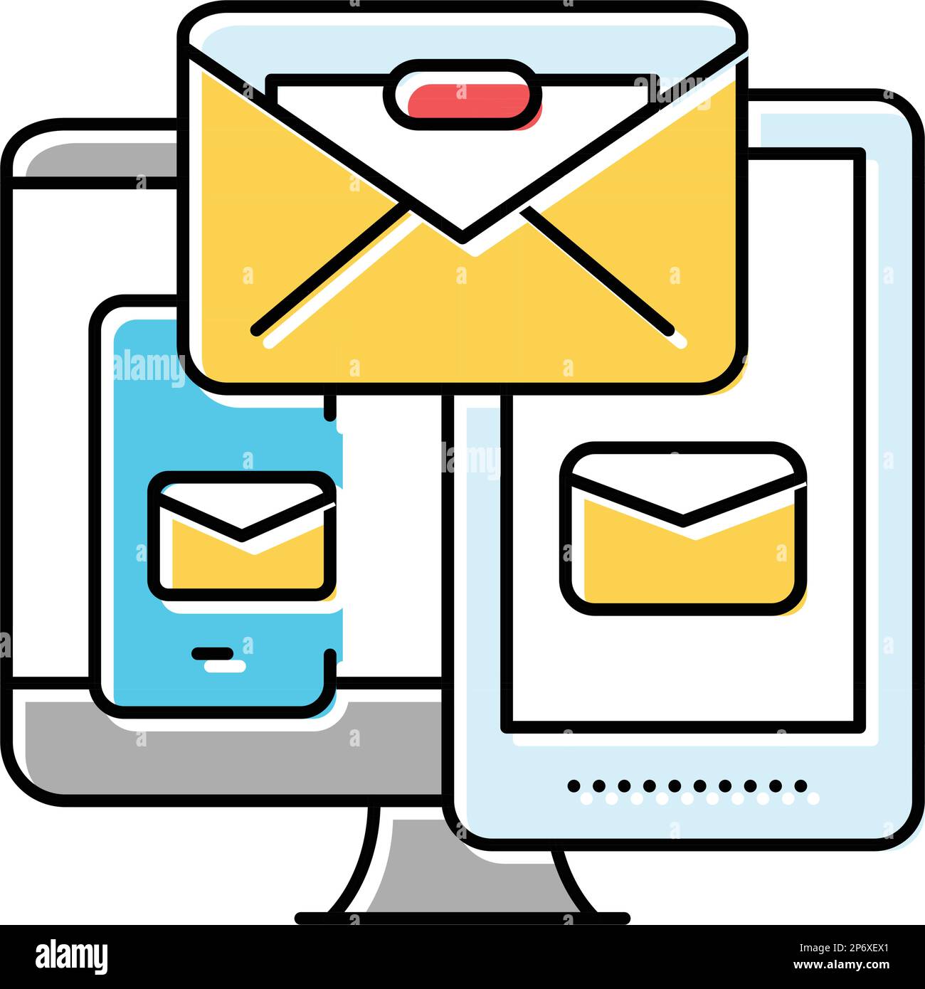 responsive email design marketing color icon vector illustration Stock ...