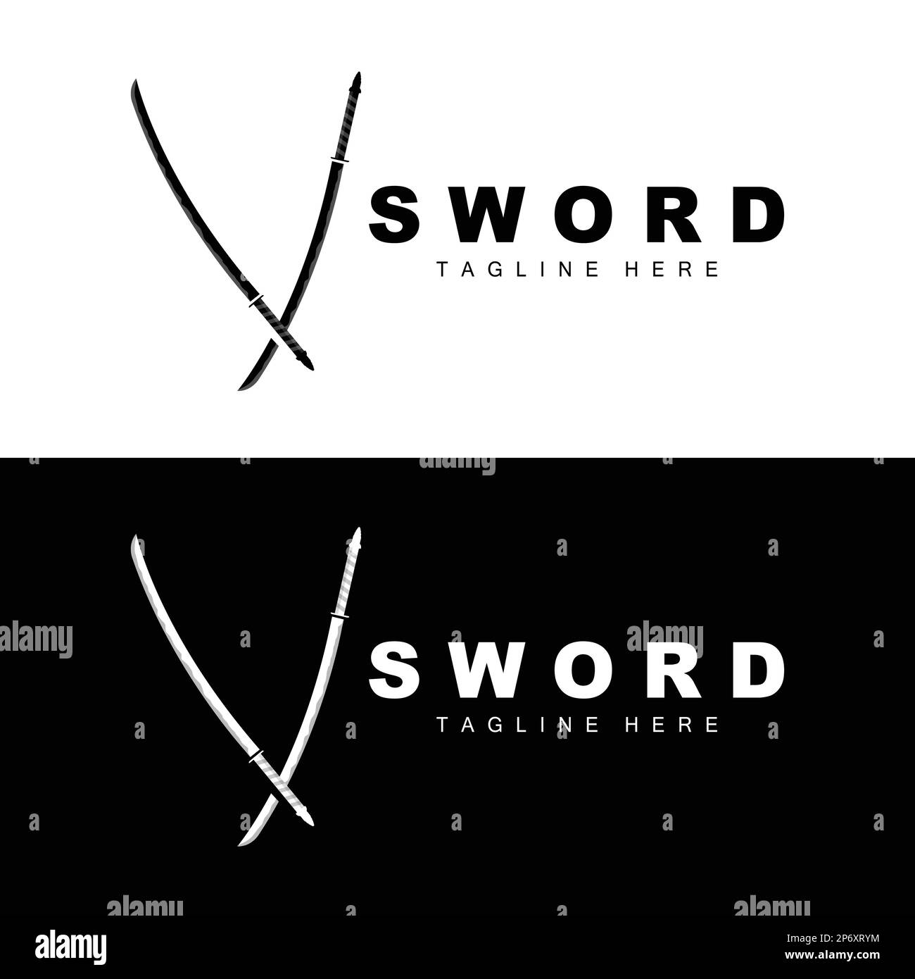 Sword Logo, Samurai Katana Monochrome Design, Vector War Weapon Cutting  Tool Template Icon Stock Vector Image & Art - Alamy