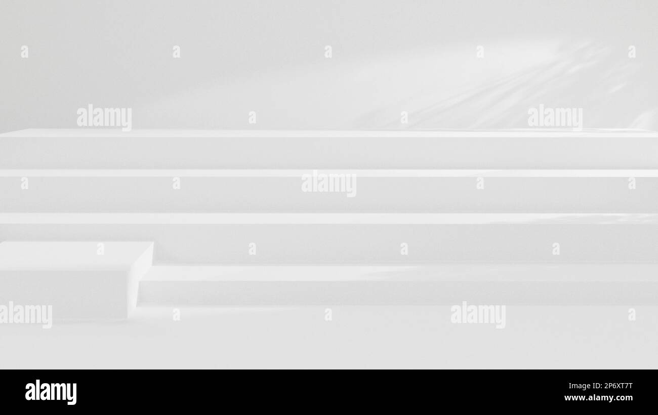3D rendering minimal white showcase, mockup for product scene, group of ...