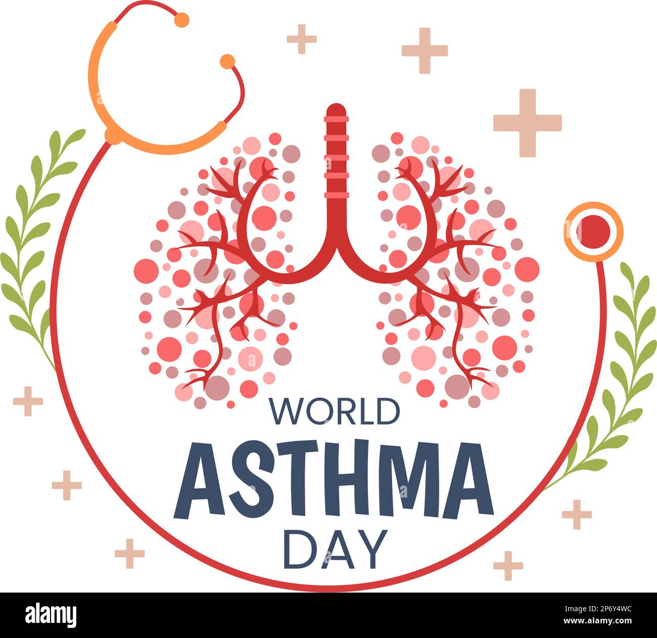 World Asthma Day On May 2 Illustration With Inhaler And Health 