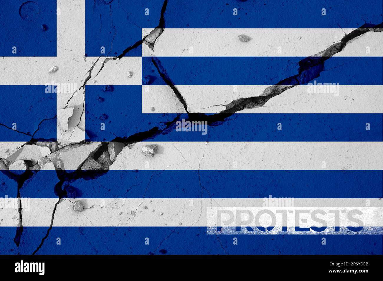 Protest in Greece. Rally in Greece. Greece flag concept protest banner Stock Photo