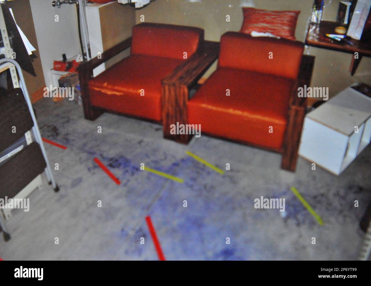 Shown is a crime scene photo presented during the murder trial of Brittany  Norwood in Rockville, Md. on Wednesday, Oct. 26, 2011. Norwood is on trial  for the killing of co-worker Jayna