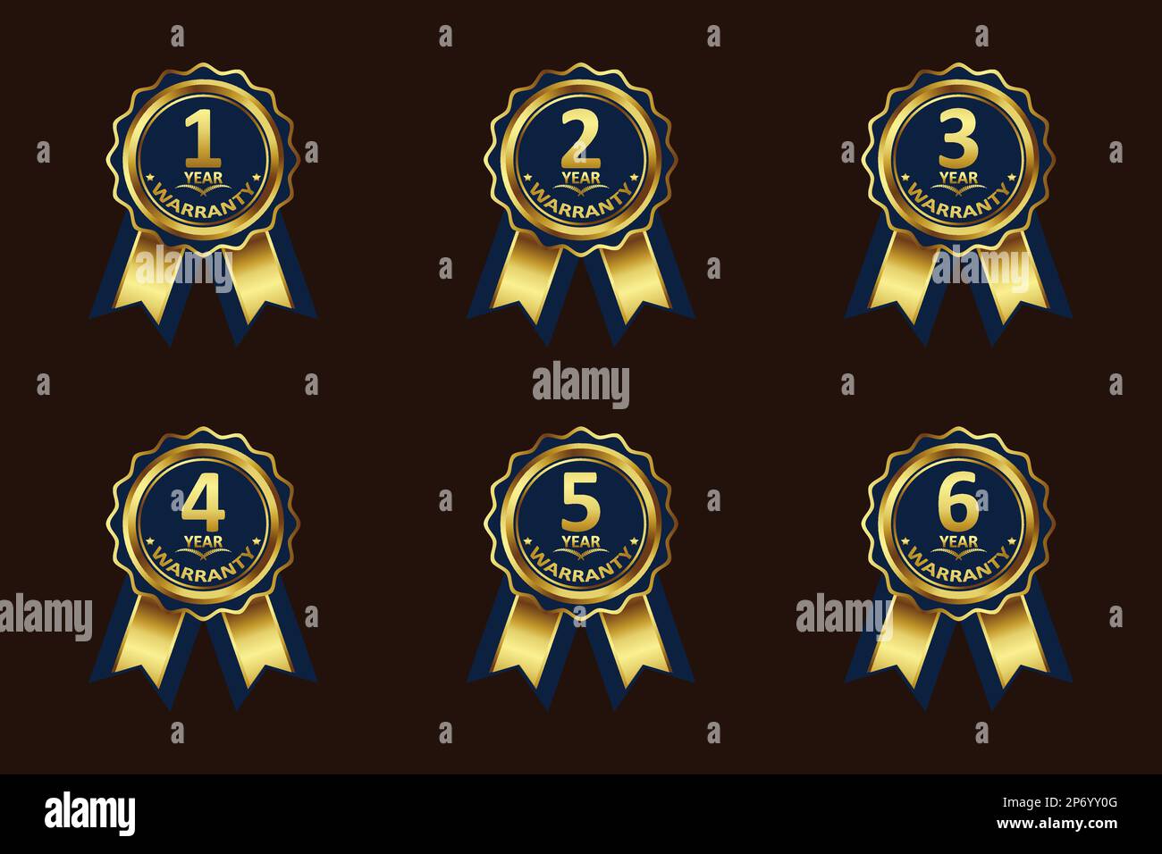 gold color warranty badge elements collection various years, with ...