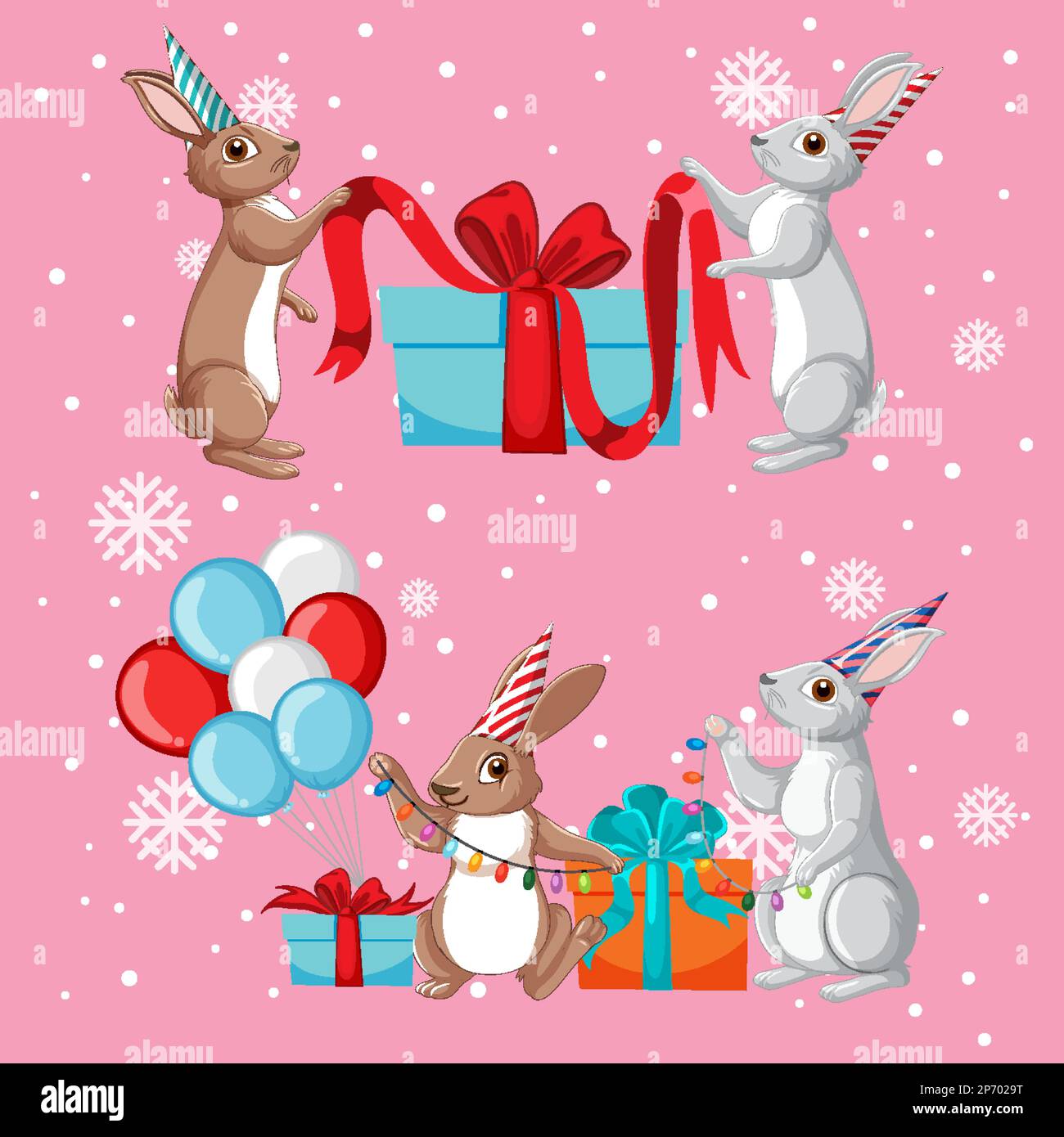 Cute rabbits with gift boxes illustration Stock Vector Image & Art - Alamy