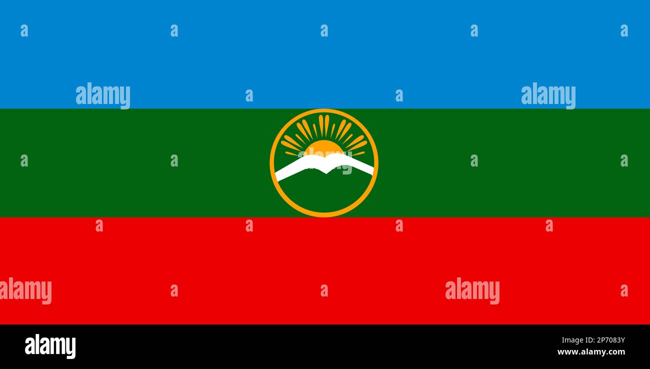 National flag of the Karachay-Cherkess Republic Stock Photo